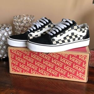 Vans Old Skool Primary Check Blk/White Men Size 7